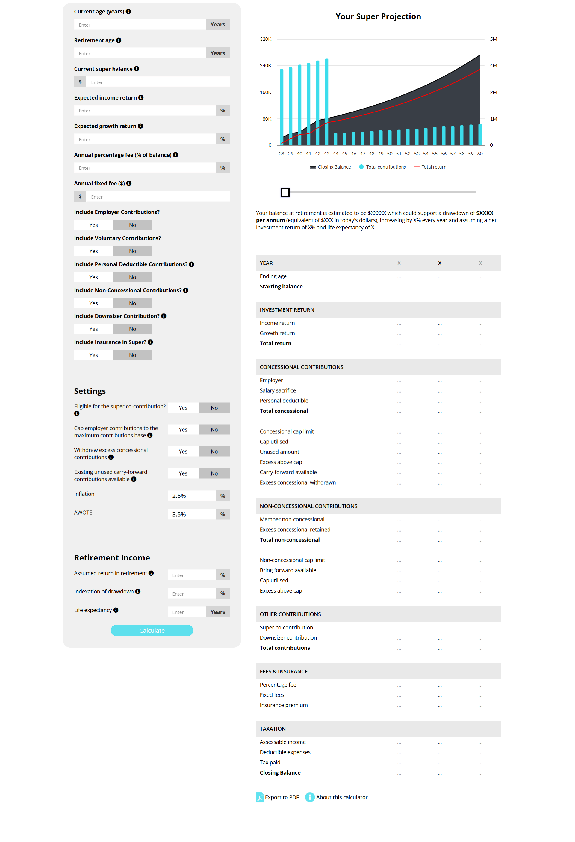 Superannuation Projection Calculator Image